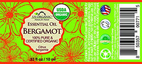 US Organic Bergamot Essential Oil bottle with Euro dropper