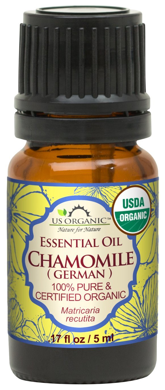 US Organic Blue Chamomile Essential Oil 5ml bottle front view
