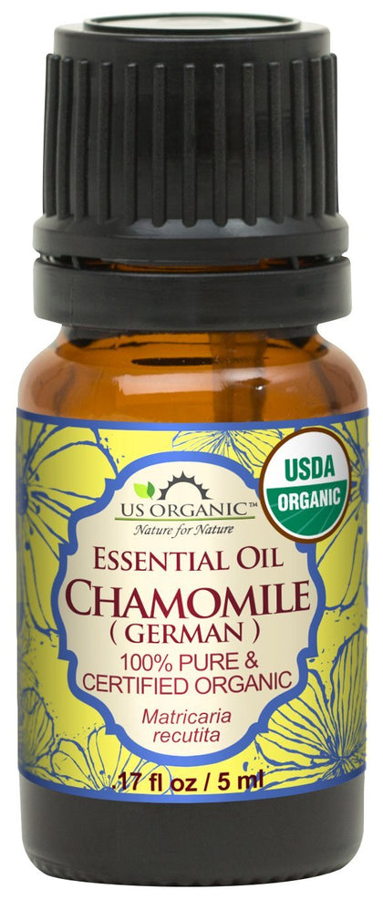 US Organic Blue Chamomile Essential Oil 5ml bottle front view