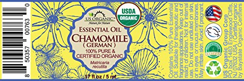 US Organic Blue Chamomile Essential Oil 5ml bottle with dropper