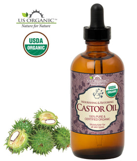 US Organic Castor Oil with dropper close-up