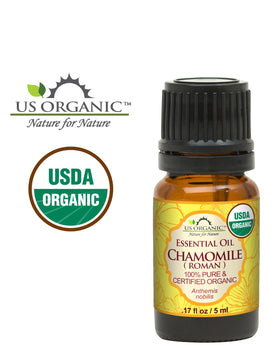 US Organic Chamomile Roman Essential Oil packaging side view