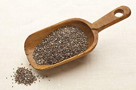 US Organic Chia Seed Oil 30ml with chia seeds background