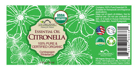 US Organic Citronella Essential Oil 30 ml bottle label