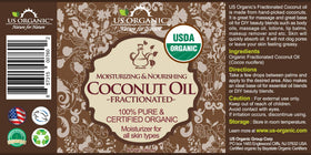 US Organic Fractionated Coconut MCT Oil 8 oz back view