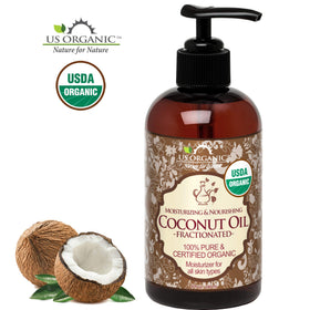 US Organic Fractionated Coconut MCT Oil 8 oz side view