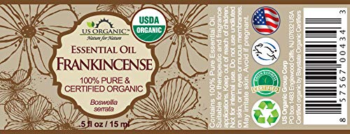 US Organic Frankincense Essential Oil 15ml bottle side view