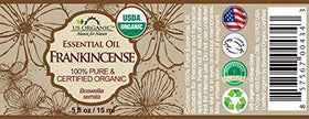 US Organic Frankincense Essential Oil 15ml bottle side view