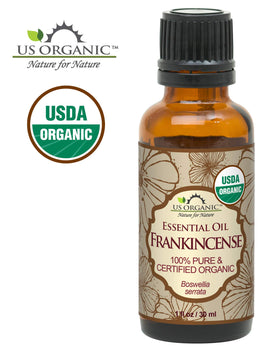 US Organic Frankincense Essential Oil bottle with label