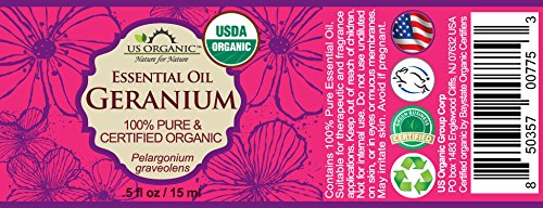 US Organic Geranium Essential Oil 15ml bottle with dropper