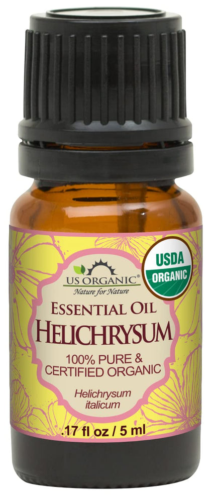 US Organic Helichrysum Essential Oil 5ml front view