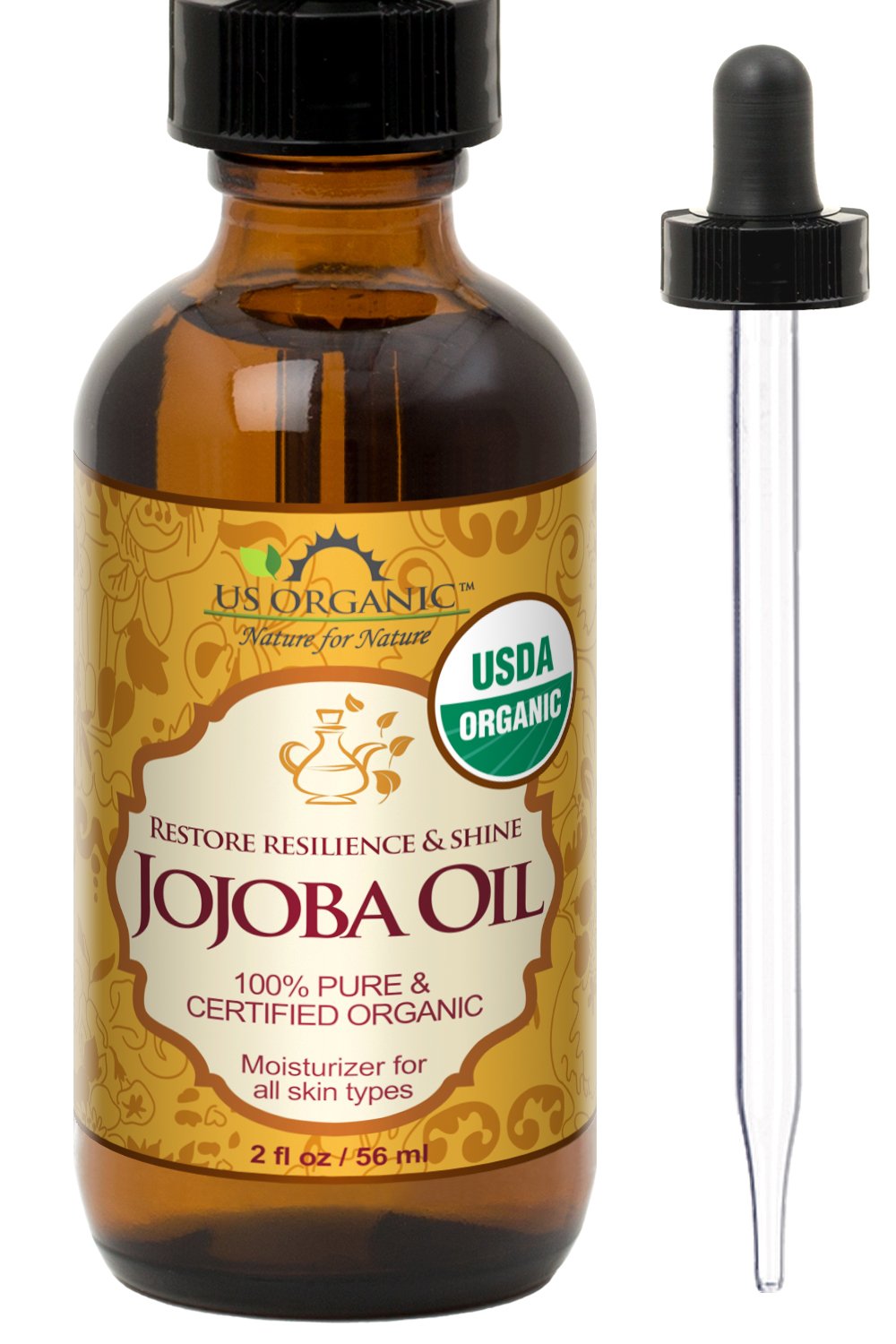 US Organic Jojoba Oil 2oz bottle front view