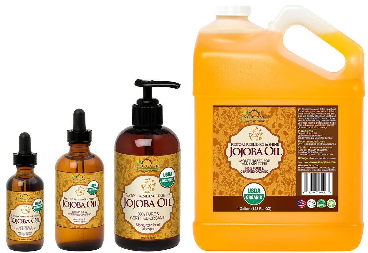 US Organic Jojoba Oil 2oz with natural background
