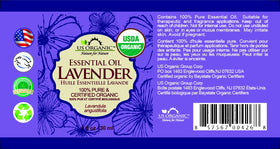 US Organic Lavender Essential Oil 30ml bottle back view