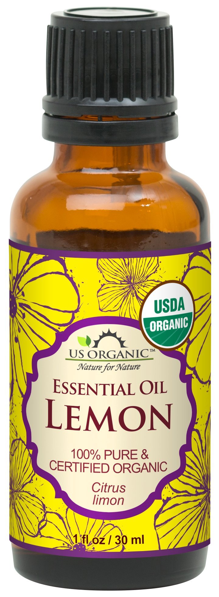 US Organic Lemon Essential Oil packaging with label