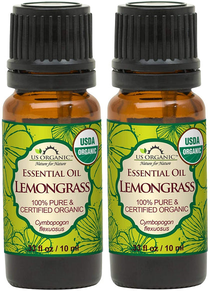 US Organic Lemongrass Essential Oil 10ml front view