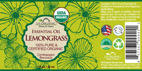 US Organic Lemongrass Essential Oil bottle with label
