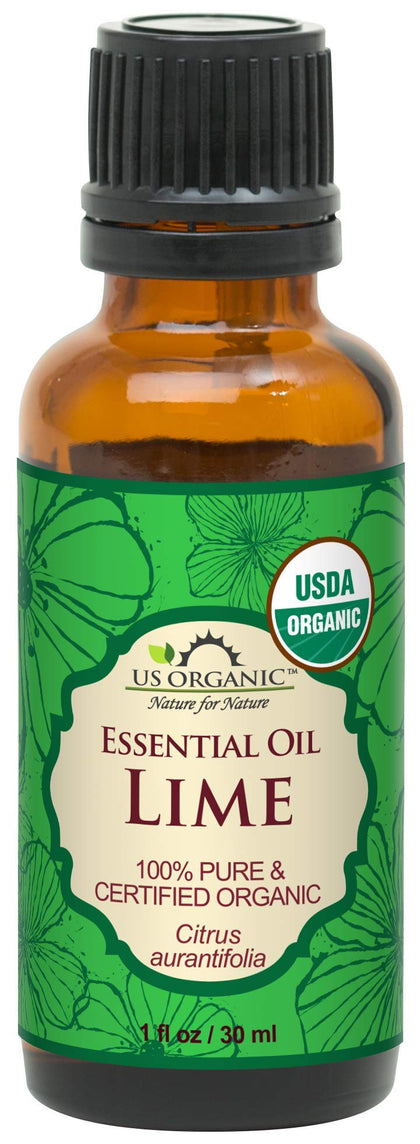 US Organic Lime Essential Oil 30ml bottle front view