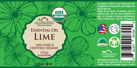US Organic Lime Essential Oil 30ml bottle with euro dropper