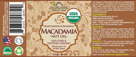 US Organic Macadamia Nut Oil 2 oz with glass dropper