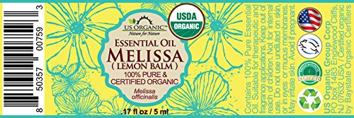 US Organic Melissa Essential Oil bottle with Euro dropper