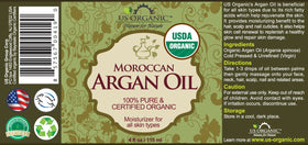 US Organic Moroccan Argan Oil 4 oz amber glass bottle side view