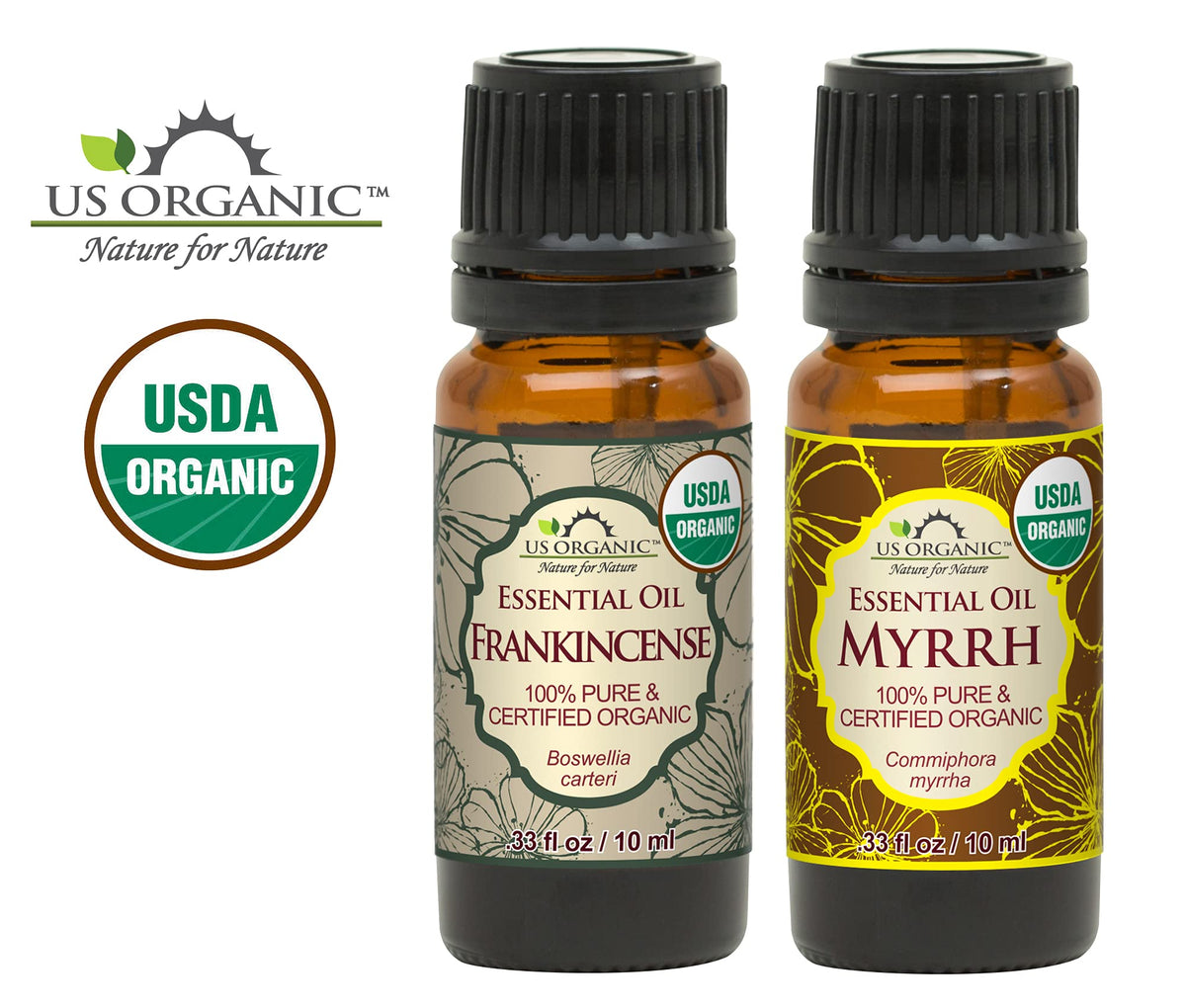 US Organic Myrrh and Frankincense essential oils in a diffuser