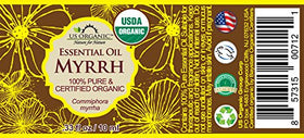 US Organic Myrrh Essential Oil 10ml bottle back view