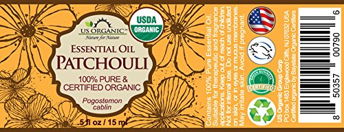 US Organic Patchouli Essential Oil bottle with Euro dropper