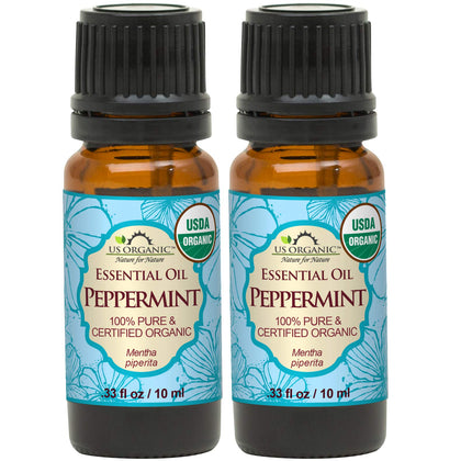US Organic Peppermint Essential Oil 10ml Pack of 2 front view
