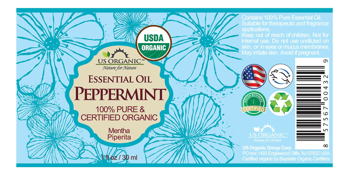 US Organic Peppermint Oil 30ml with improved cap and dropper