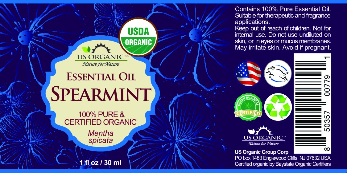US Organic Spearmint Essential Oil bottle with Euro dropper