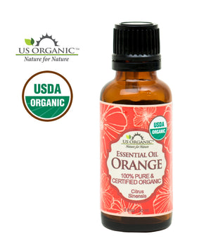 US Organic Sweet Orange Essential Oil bottle side view