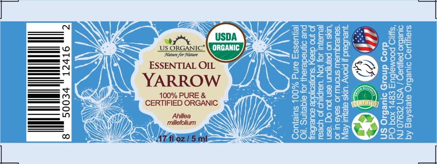 US Organic Yarrow Essential Oil 5ml bottle with packaging
