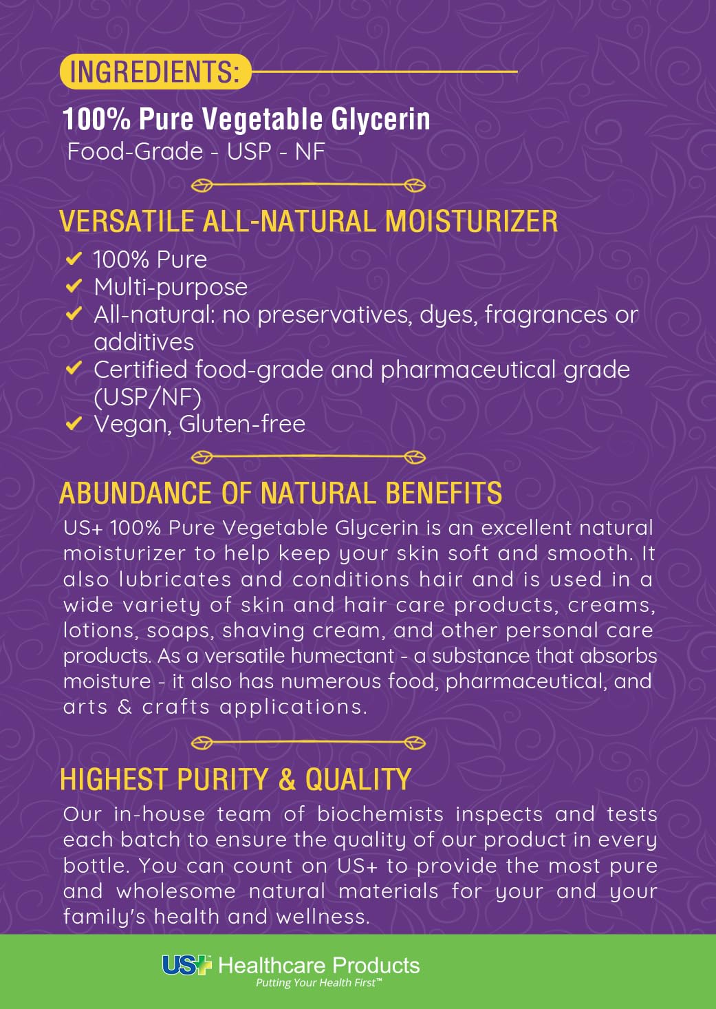 US+ Vegetable Glycerin 1 Gallon with DIY cosmetics ingredients