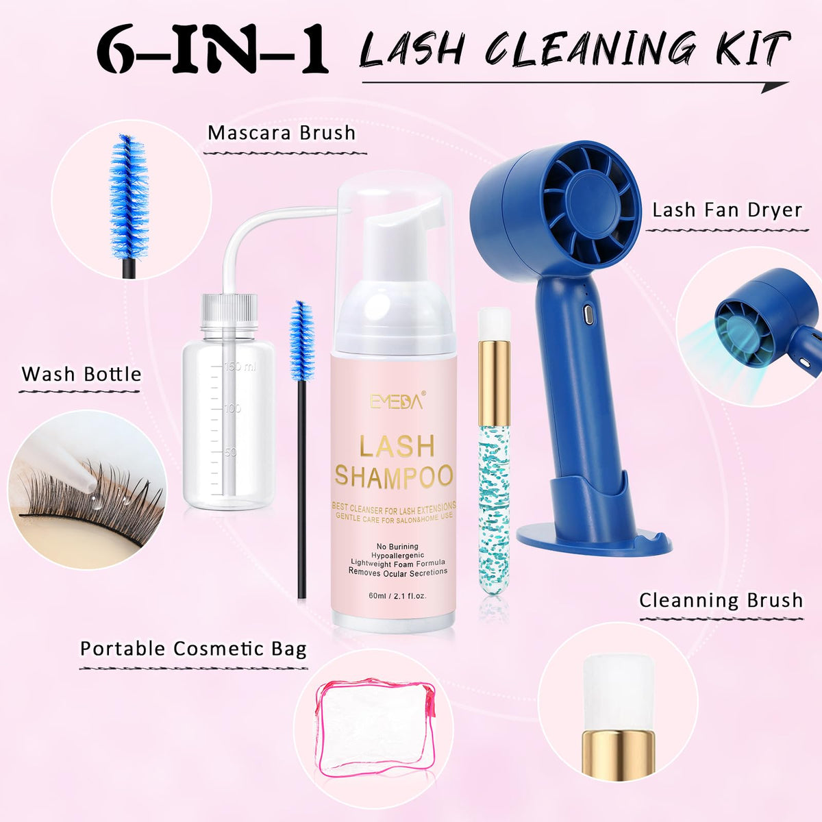 USB mini lash fan with adjustable settings
