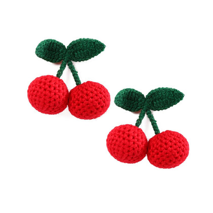 USBCele Handmade Crochet Cherry Hair Clip front view
