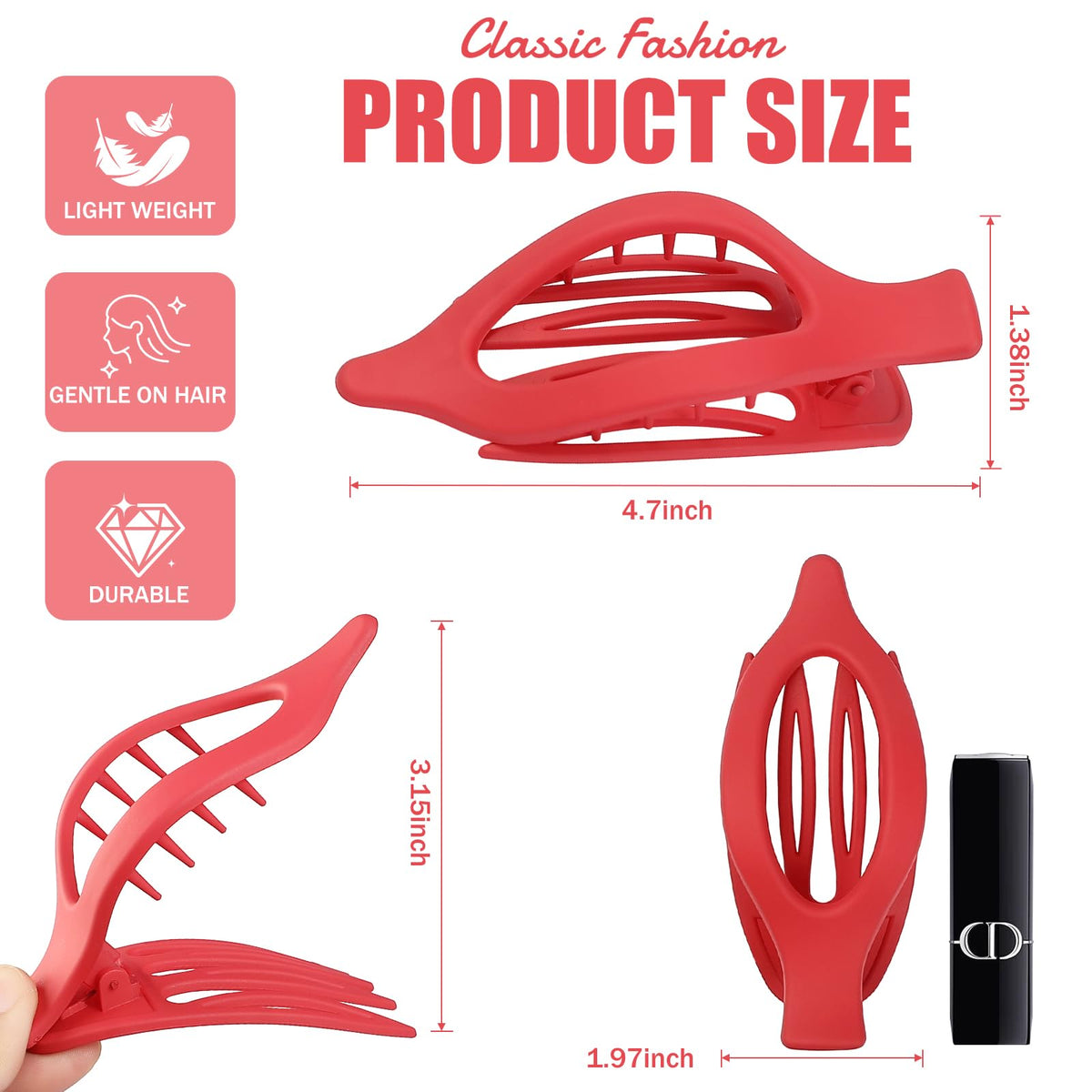 USDNICE flat hair clips displayed on a white background