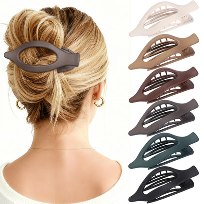 USDNICE Flat Hair Clips Set - 6 matte finish clips front view