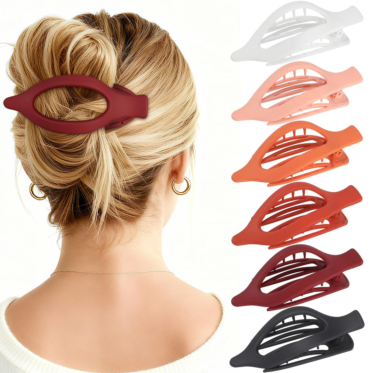 USDNICE Flat Hair Clips Set - 6 PCS in assorted colours