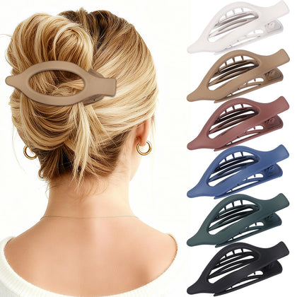 USDNICE Flat Hair Clips Set - 6 PCS in assorted matte colours