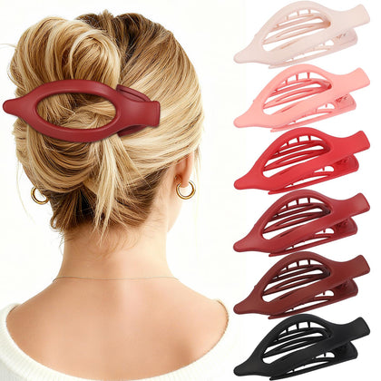 USDNICE Flat Hair Clips Set 6 PCS in assorted matte colours