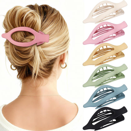USDNICE Flat Hair Clips Set - 6 PCS in assorted matte colours