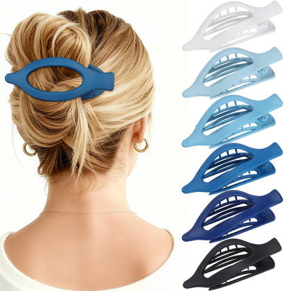 USDNICE Flat Hair Clips Set - 6 PCS in Blue, front view