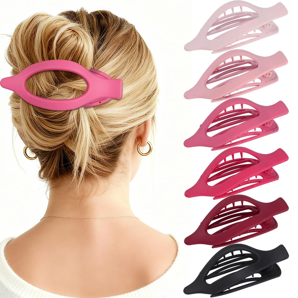 USDNICE Flat Hair Clips Set - 6 PCS in various matte colours