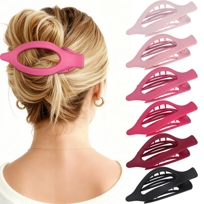 USDNICE Flat Hair Clips Set - 6 PCS in various matte colours