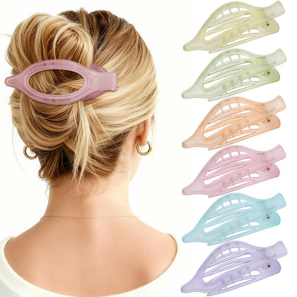 USDNICE Flat Hair Clips Set - 6 PCS in various matte colours