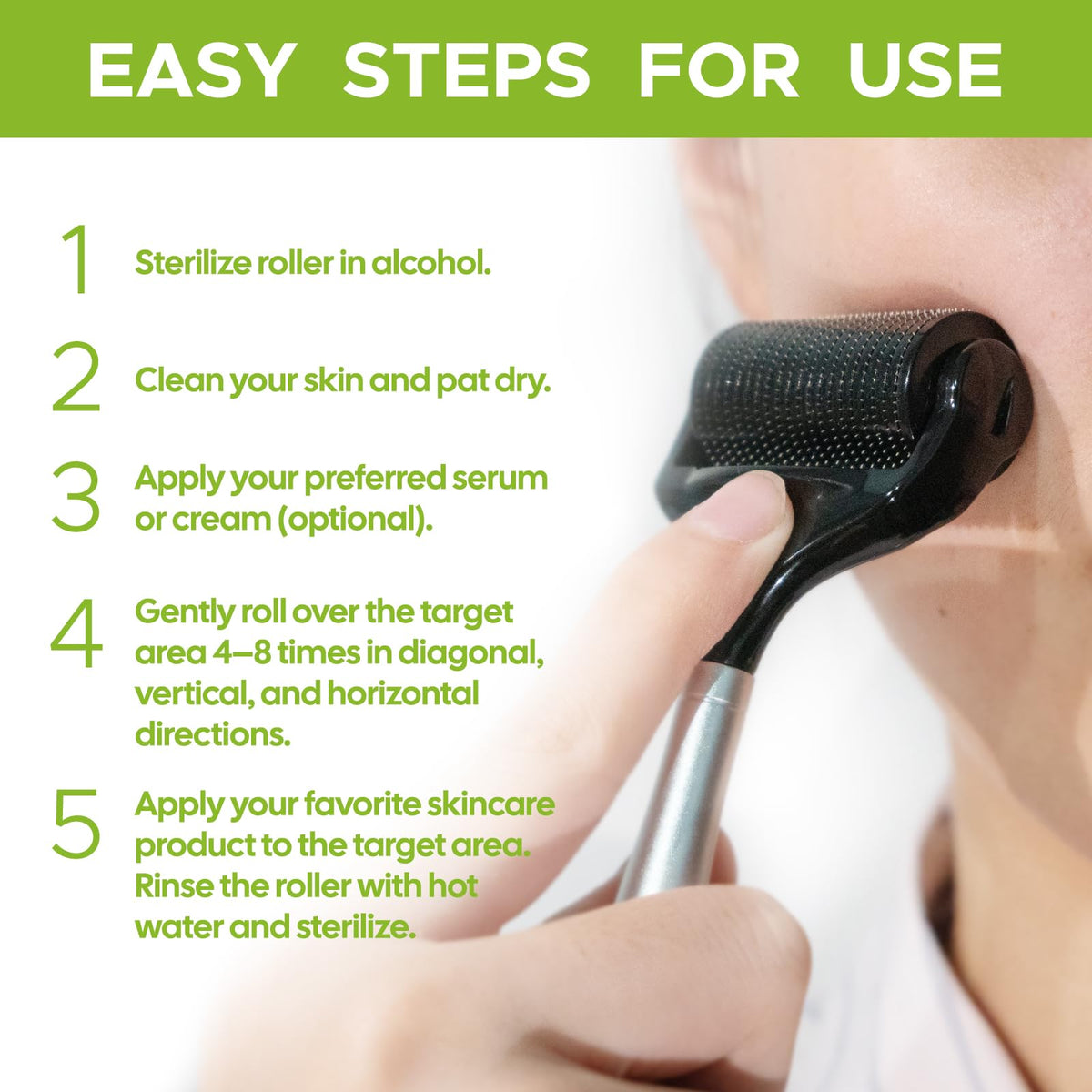USEENN Derma Roller lifestyle shot in use on skin