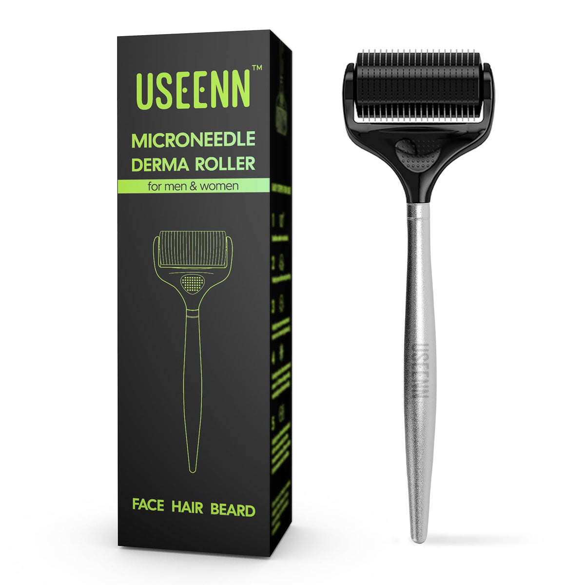 USEENN Ultra Wide Derma Roller front view with 1200 titanium needles