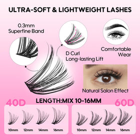 User applying Azenlo lash clusters at home